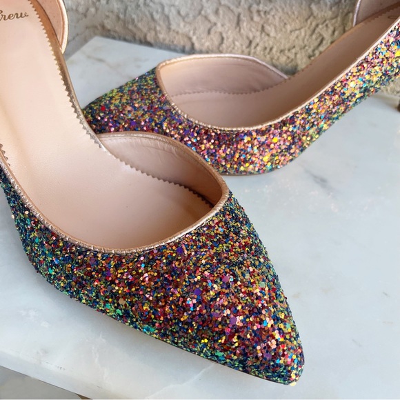 J.CREW Pink Multicolor Ombré Holographic Glitter Colette D’Orsay Pumps Heels 6 - Picture 3 of 16